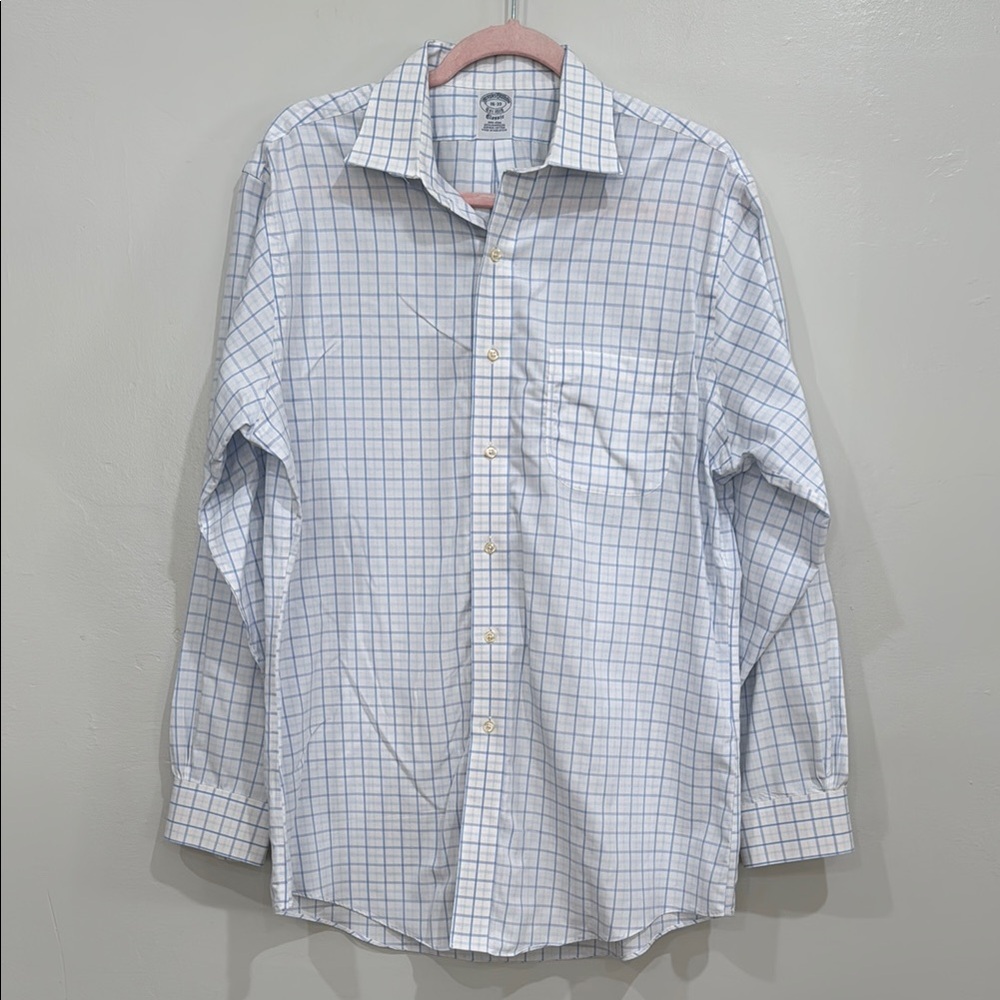 Brooks Brothers Classic Cotton Blue and White Long-Sleeve Button Down Shirt
